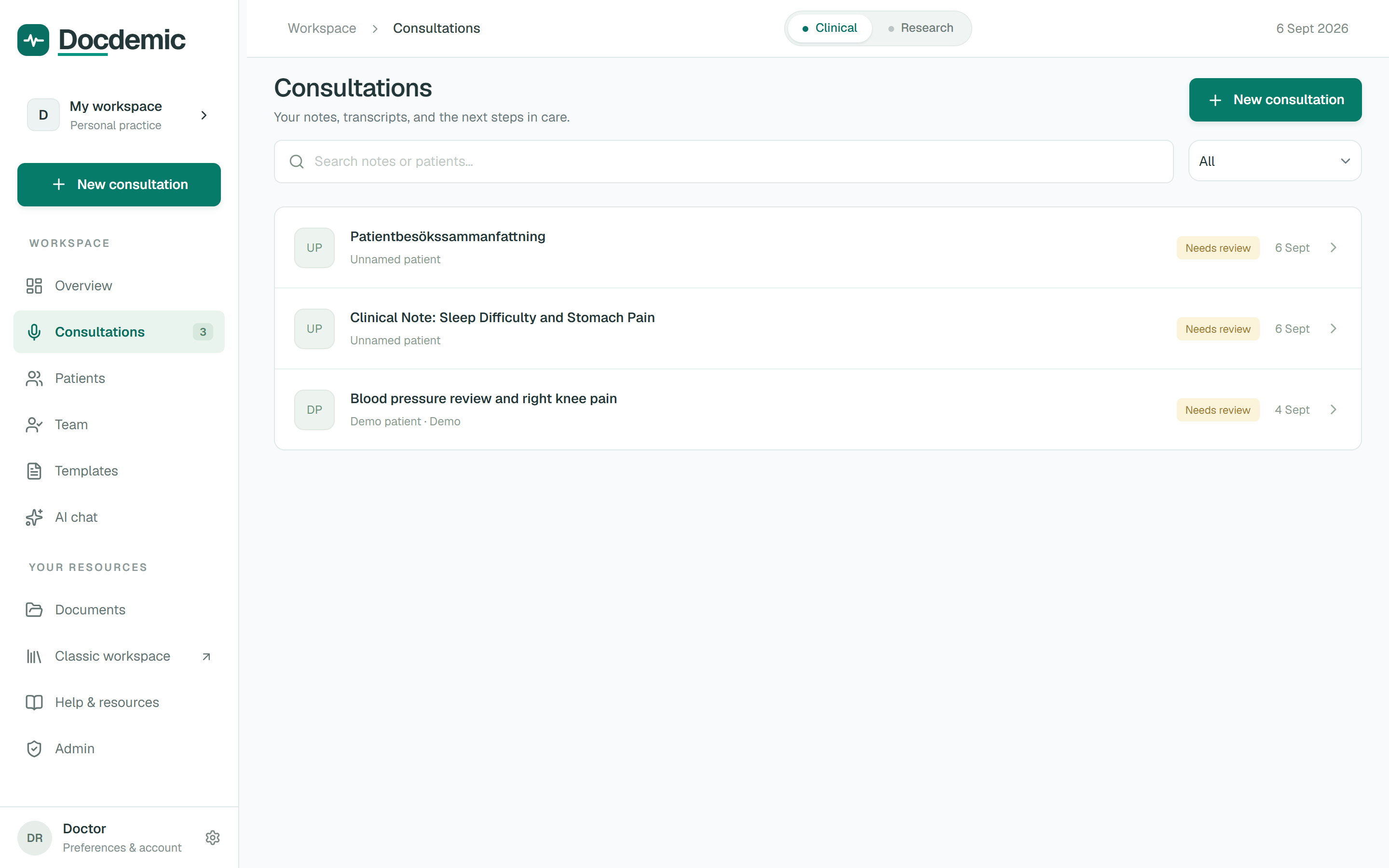 Secure AI chat interface for querying transcripts and clinical documentation